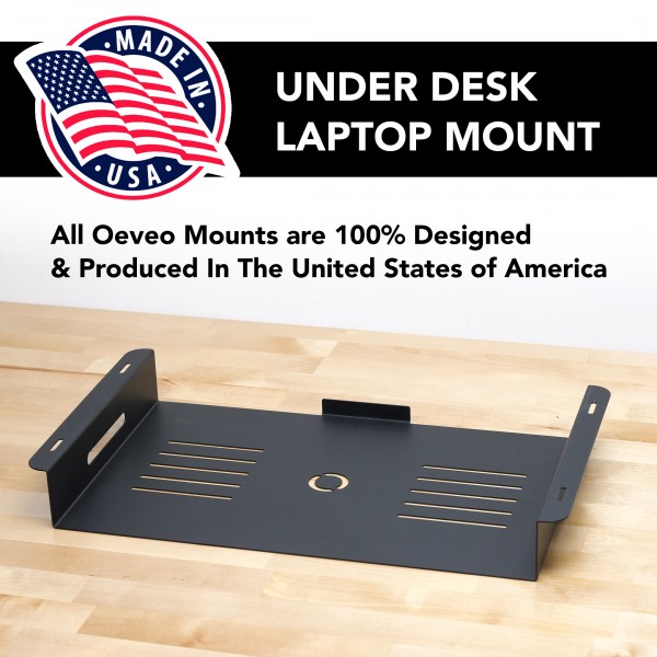 Under Desk Laptop Mount - 2.375H x 19.5W x 11.12D - Black
